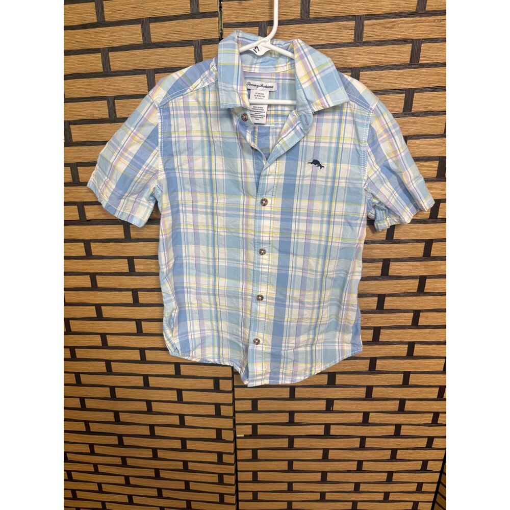 Tommy Bahama‎ Blue And White Plaid Button Down Shirt Size Medium